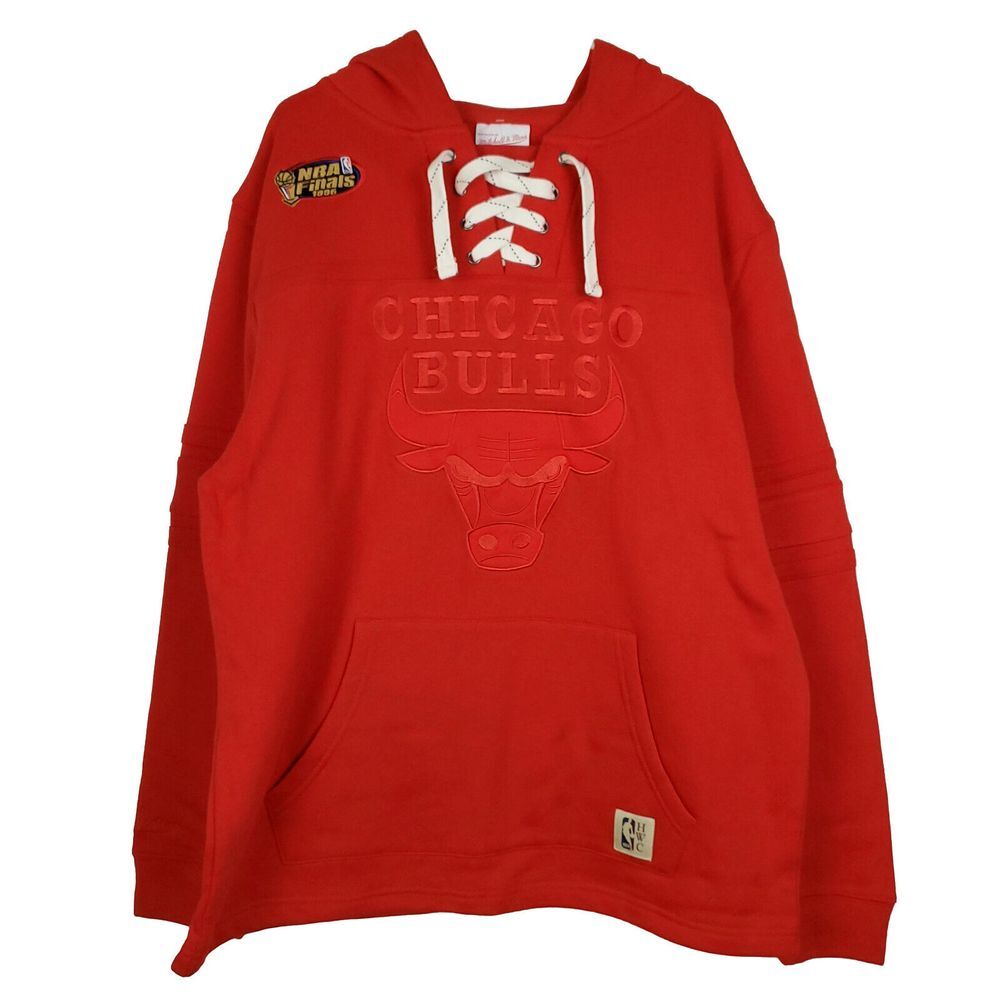 Chicago Bulls Mitchell & Ness NBA XL XLarge Hoodie Red Logo NBA Finals‎ 1996 NWT